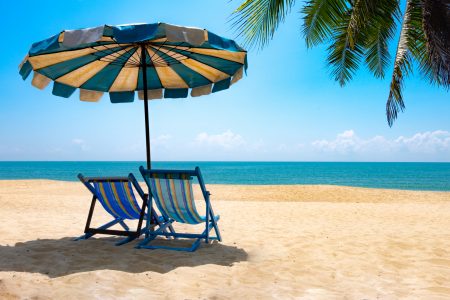 Beach Chairs Under Umbrella